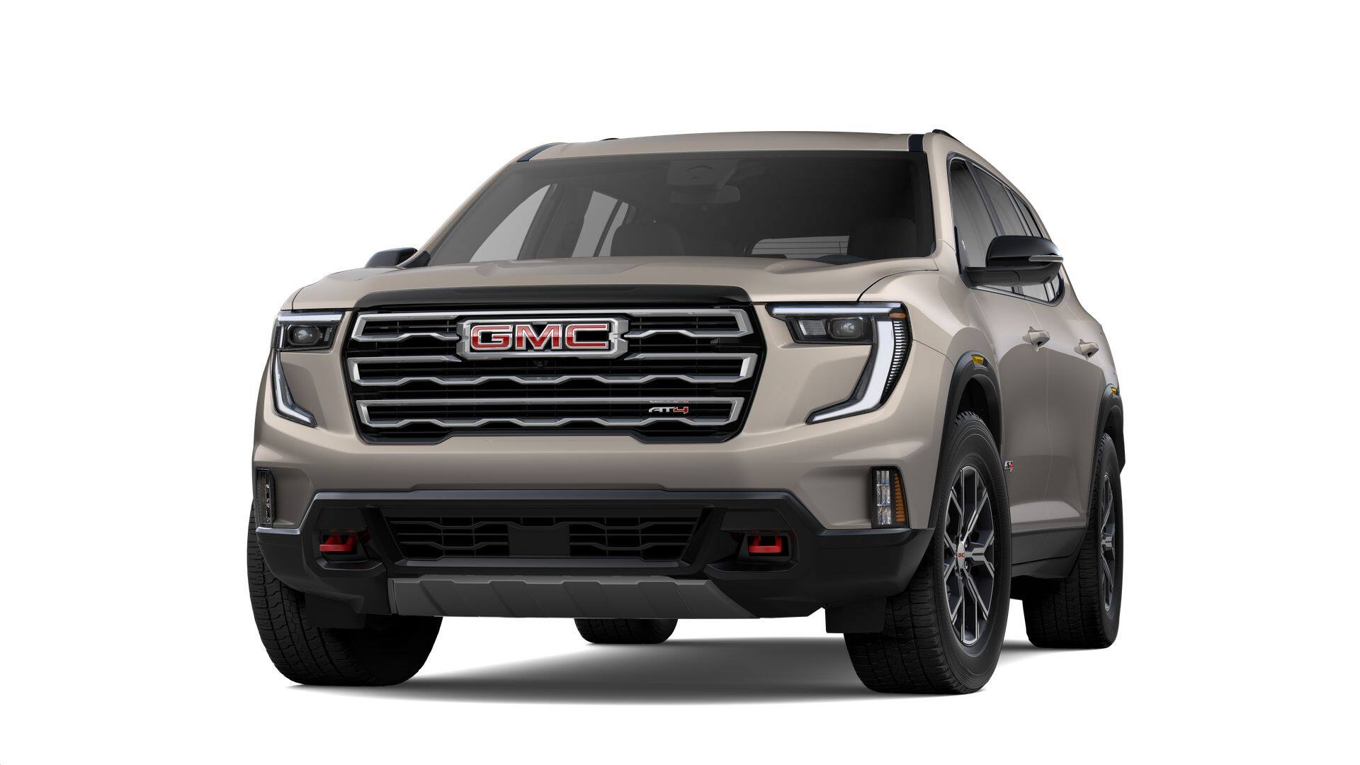 2026 GMC Acadia AT4 in Riverstone Metallic — front three-quarter view